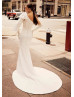 One Shoulder Ivory Satin Wedding Dress With Oversize Bow